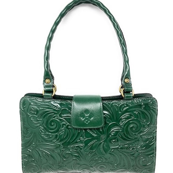 NWT PATRICIA NASH RIENZO SOFT GREEN TOOLED LEATHER SATCHEL HANDBAG - Picture 10 of 10